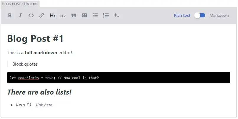 Markdown widget example